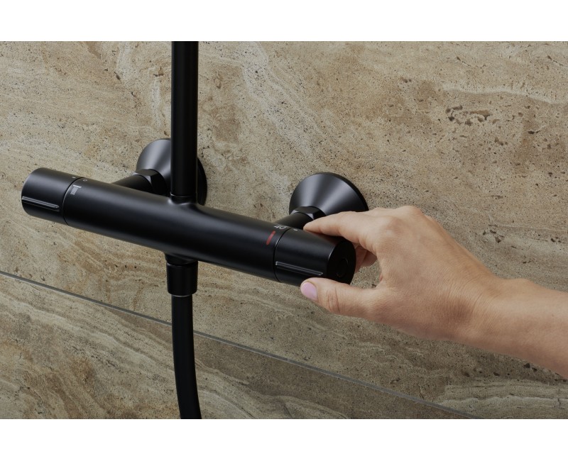 Dušas sistēma Hansgrohe hansgrohe Vernis Blend 240 1jet ar termostatu 26428670 Melns matēts