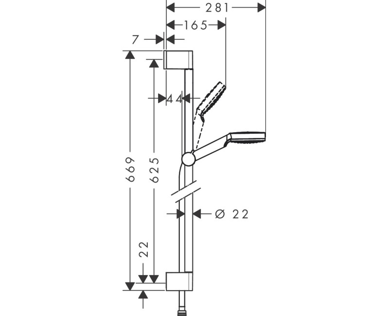 Dušas komplekts Hansgrohe  Crometta 1jet 6l Unica Set 650mm 26554400 Balts / Hromēts