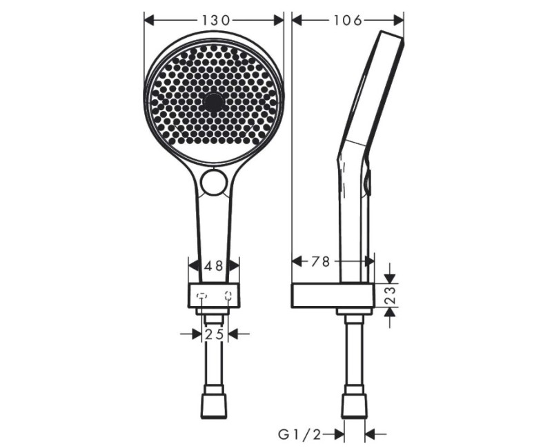 Душевая трубка  Hansgrohe Rainfinity 130 3jet HS EcoSm.9L 26865670 Черный матовый