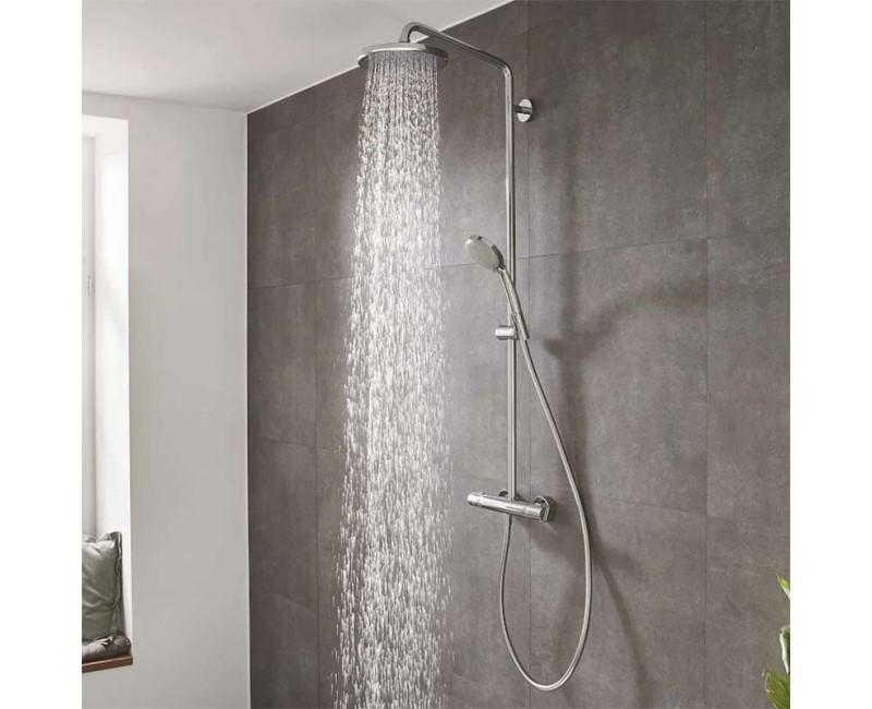 Dušas sistēma Hansgrohe Croma Showerpipe 220 1jet EcoSmart ar termostatu 27188000 Hromēts