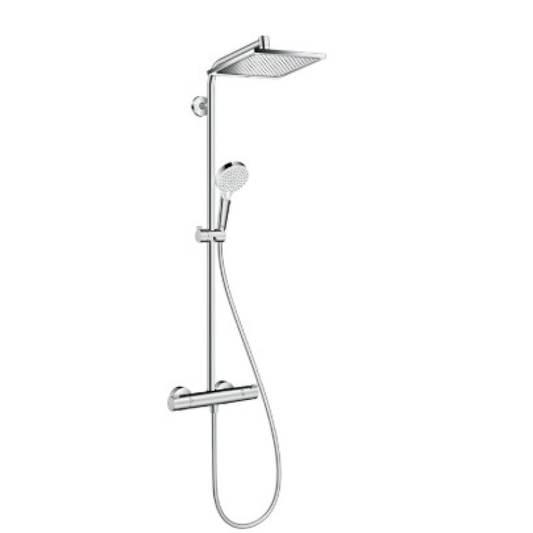 Dušas sistēma Hansgrohe Crometta E Showerpipe 240 1jet EcoSmart ar termostatu hromēts 27281000 Dušas sistēma Hansgrohe Crometta E Showerpipe 240 1jet EcoSmart ar termostatu hromēts 27281000