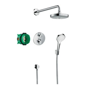 Dušas sistēma Hansgrohe Croma Select S 180 2jet ar termostatu Ecostat S 27295000 hromēts