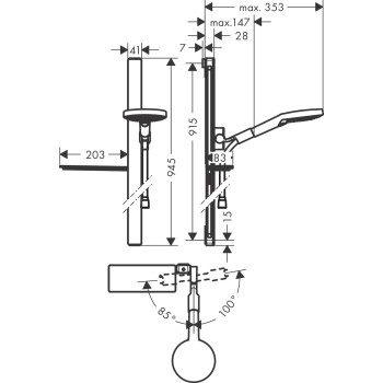 Dušas komplekts Hansgrohe  RD Select S120 3j U'E 900mm balts hromēts 27648400 Balts / hromēts