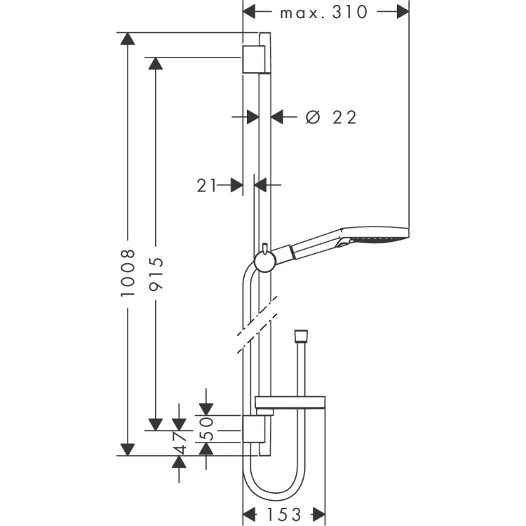 Dušas komplekts Hansgrohe  RD Sel.S120 3j PowderRain/U'S Puro 90 27667000 Hromēta
