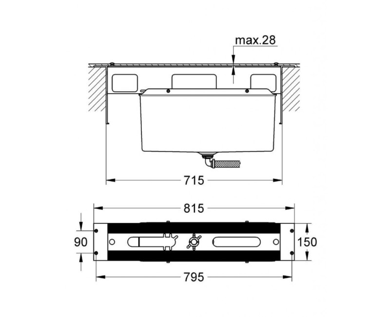 Grohe Монтажная коробка для смесителей на бортике ванны, монтаж на 4/5 отверстий 29037000