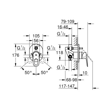 Vannas / Dušas maisītājs Grohe BauEdge iebūvējams, hromēts  29041000