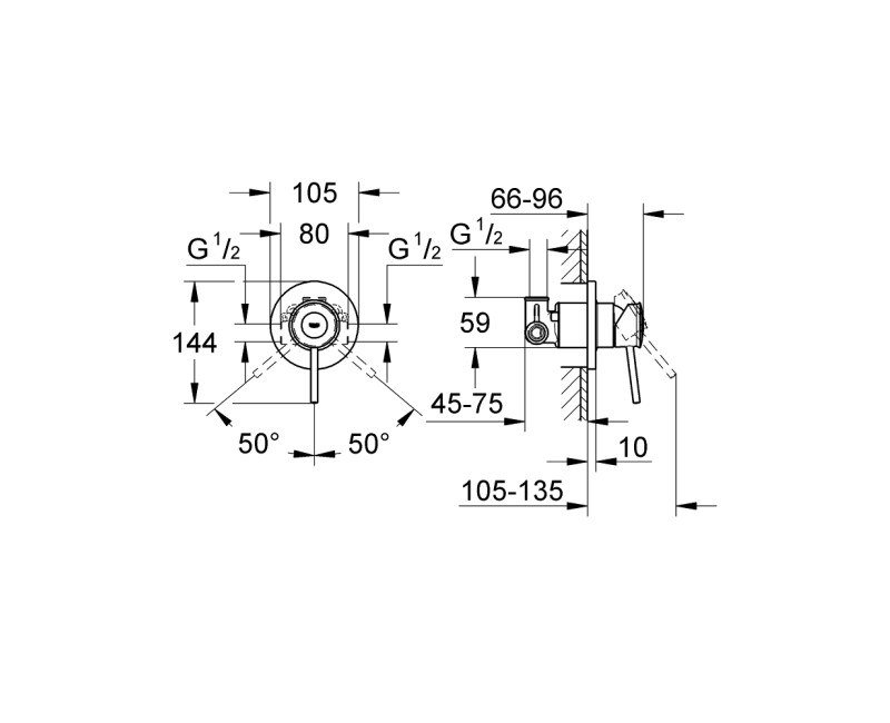 Смеситель для душа Grohe BauClassic Long-Life StarLight® отделка хром 29048000