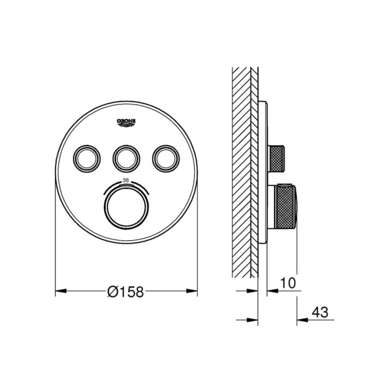 Dušas maisītājs GROHE Grohtherm SmartControl ar termostatu Iebūvējams, SmartControl, Long-Life apdare Hard Graphite 29121A00 Dušas maisītājs GROHE Grohtherm SmartControl ar termostatu Iebūvējams, SmartControl, Long-Life apdare Hard Graphite 29121A00