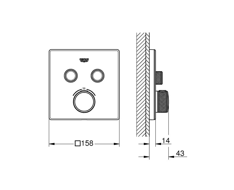 Dušas maisītājs Grohe Grohtherm SmartControl iebūvējams ar termostatu moon white/Hromēts 29156LS0