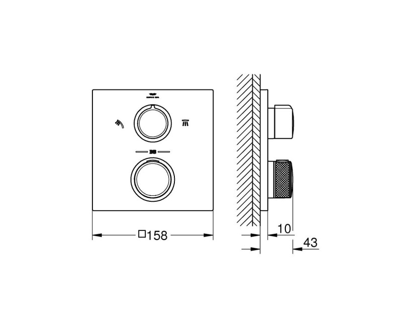 Dušas maisītājs Grohe Allure iebūvējams ar termostatu Hromēts 29181002