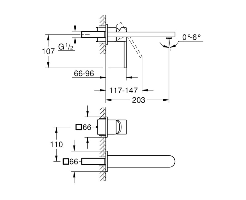 Grohe Plus L-Size встраиваемый смеситель для раковины, 2 выхода, хром 29306003