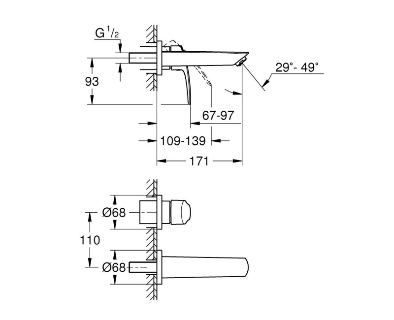 Grohe Eurosmart S-Size встраиваемый смеситель для раковины, хром 29337003