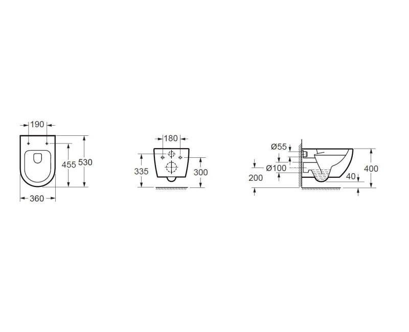 Piekaramais pods Kielle Oudee Rimless ar vāku Soft Close 30102000