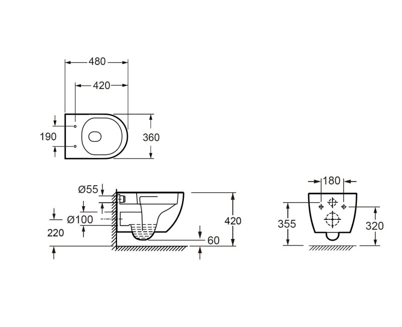 Piekaramais pods Kielle Oudee Vortex Rimless ar Vāku Soft Close