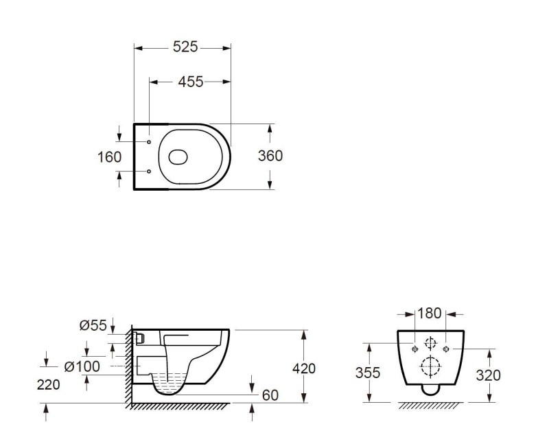 Piekaramais pods Kielle Oudee Vortex Rimless ar Vāku Soft Close