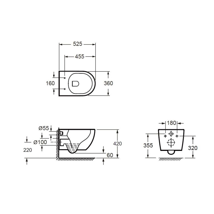 Piekaramais pods Kielle Oudee Rimless Vortex+ ar SoftClose Vāku Balts 30102005