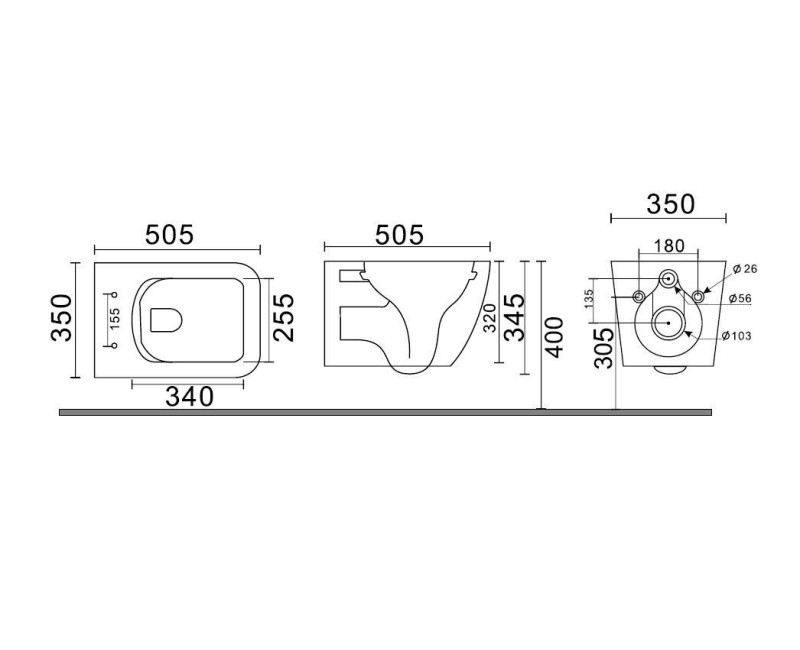 Piekaramais pods Kielle Arkas I Rimless ar SoftClose Vāku Balts 30111000
