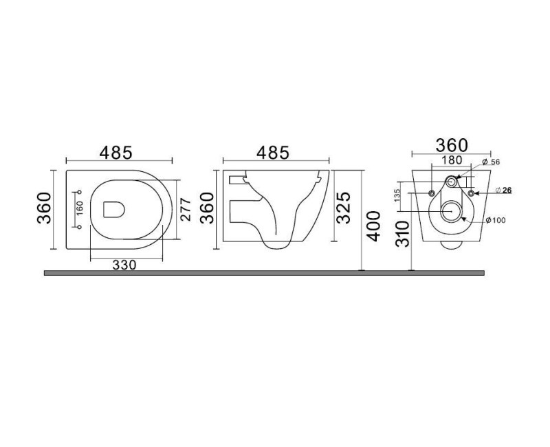 Подвесной горшок Kielle Gaia Rimless с крышкой Soft Close 30115003