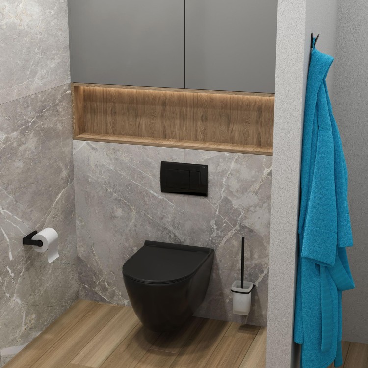 Piekaramais pods Kielle Gaia Rimless ar Vāku Soft Close Melns matēts