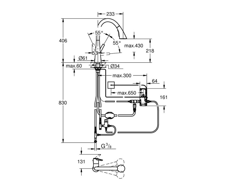 Смеситель для кухни Grohe Zedra Touch Electronic Выдвижной Хром 30219002