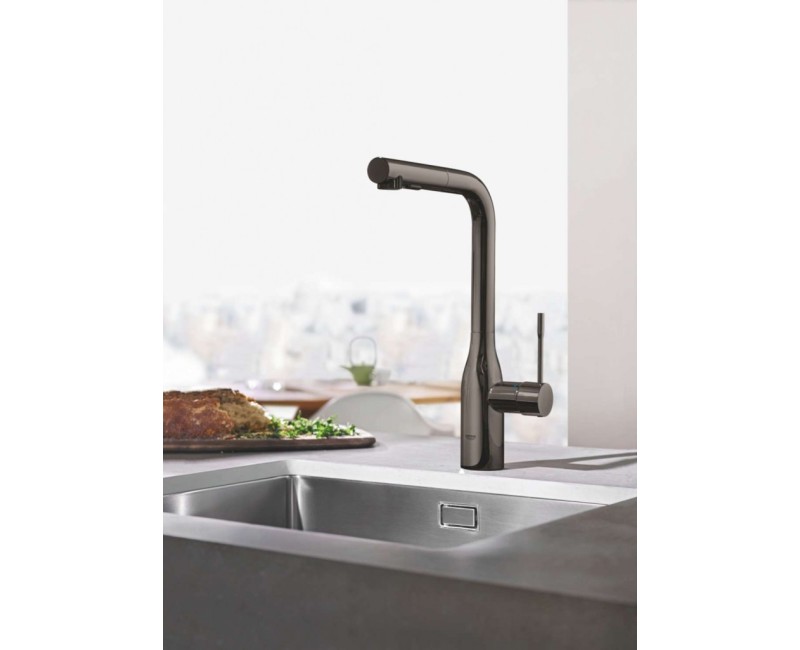Virtuves maisītājs GROHE Essence izvelkamu galvu PVD apdare hard graphite 30270A00
