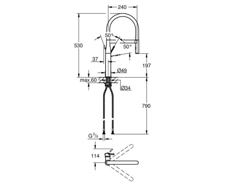 Virtuves maisītājs GROHE Essence StarLight®ar elastīgu izteku PVD virsma Warm Sunset 30294DA0