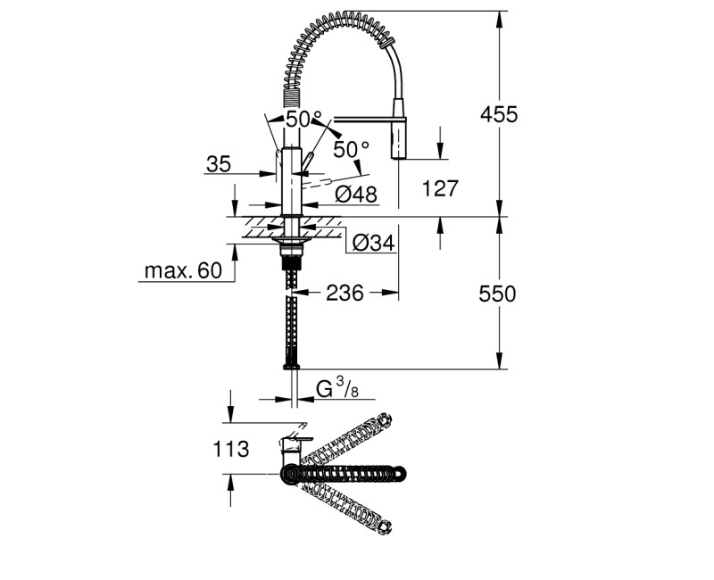 Смеситель для кухни Grohe Get с гибким изливом Хром 30361000