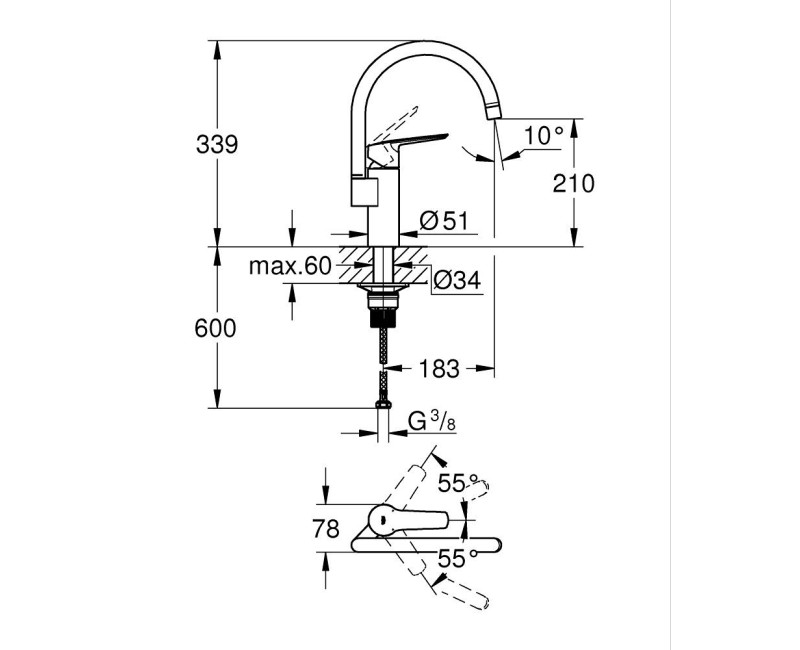 Смеситель для кухни Grohe Start хром 30469000