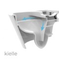 Tualetes poda komplekts Kielle Genesis piekaramais pods Gaia Rimless, rāmis ar Melnu pogu Gemini IV, un SoftClose Vāku