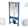 Комплект подвесной унитаз Kielle Genesis Rimless, рама с кнопкой Chrome Gaia Gemini II и крышкой SoftClose