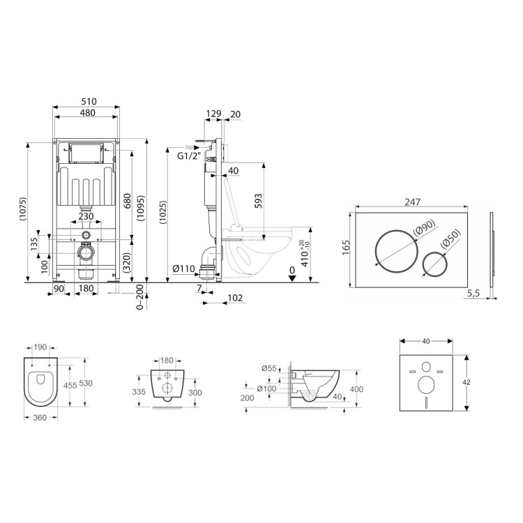 Tualetes poda komplekts Kielle Genesis piekaramais pods Oudee Rimless, rāmis ar Melnu pogu Gemini IV un SoftClose Vāku Tualetes poda komplekts Kielle Genesis piekaramais pods Oudee Rimless, rāmis ar Melnu pogu Gemini IV un SoftClose Vāku