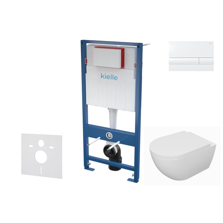 Tualetes poda komplekts Kielle Genesis piekaramais pods Oudee Rimless, rāmis ar Baltu pogu Gemini I un SoftClose Vāku Tualetes poda komplekts Kielle Genesis piekaramais pods Oudee Rimless, rāmis ar Baltu pogu Gemini I un SoftClose Vāku