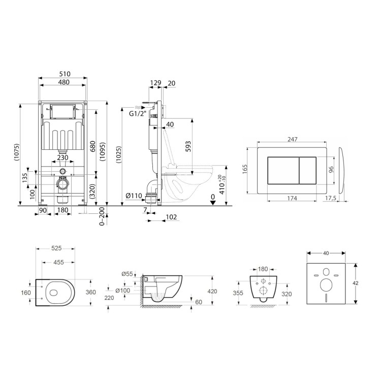 Комплект подвесной унитаз Kielle Genesis Oudee Rimless, рама с кнопкой Chrome Gemini III и крышкой SoftClose Комплект подвесной унитаз Kielle Genesis Oudee Rimless, рама с кнопкой Chrome Gemini III и крышкой SoftClose