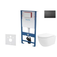 Tualetes poda komplekts Kielle Genesis piekaramais pods Oudee Rimless, rāmis ar Melnu pogu Gemini III un SoftClose Vāku