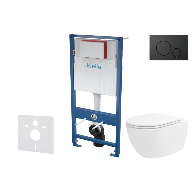 Tualetes poda komplekts Kielle Genesis piekaramais pods Oudee Rimless, rāmis ar Melnu pogu Gemini IV, un SoftClose Vāku Tualetes poda komplekts Kielle Genesis piekaramais pods Oudee Rimless, rāmis ar Melnu pogu Gemini IV, un SoftClose Vāku