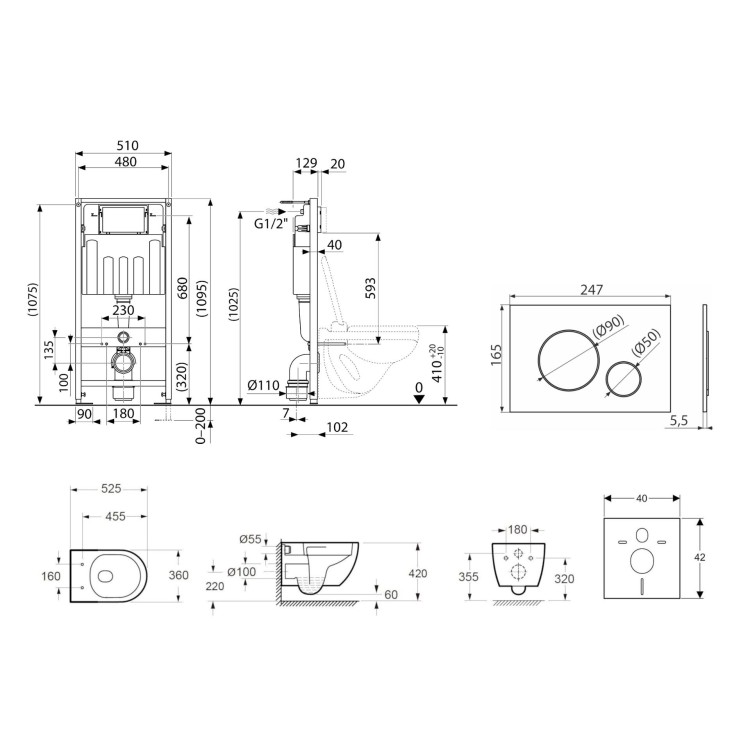 Tualetes poda komplekts Kielle Genesis piekaramais pods Oudee Rimless, rāmis ar Melnu pogu Gemini IV, un SoftClose Vāku Tualetes poda komplekts Kielle Genesis piekaramais pods Oudee Rimless, rāmis ar Melnu pogu Gemini IV, un SoftClose Vāku