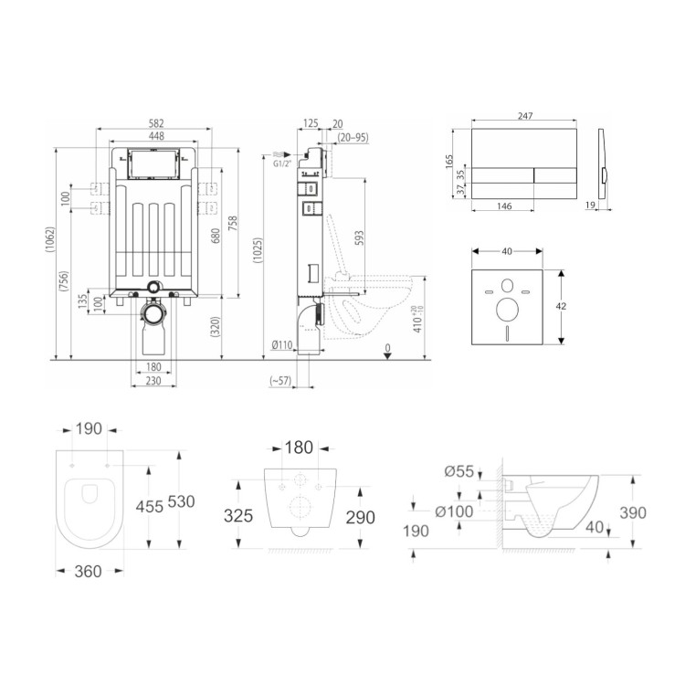 Tualetes poda komplekts Kielle Genesis piekaramais pods Rimless, rāmis ar Hromētu pogu Gemini I un SoftClose Vāku Tualetes poda komplekts Kielle Genesis piekaramais pods Rimless, rāmis ar Hromētu pogu Gemini I un SoftClose Vāku