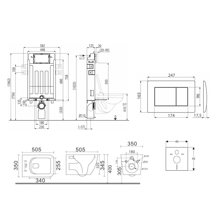 Tualetes poda komplekts Kielle Genesis Arkas piekaramais pods Rimless, rāmis ar baltu pogu Gemini III un SoftClose Vāku Tualetes poda komplekts Kielle Genesis Arkas piekaramais pods Rimless, rāmis ar baltu pogu Gemini III un SoftClose Vāku