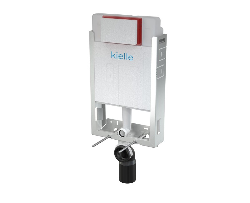 Комплект подвесной унитаз Kielle Genesis Gaia  Rimless, рама с черной кнопкой Gemini IV и крышкой SoftClose