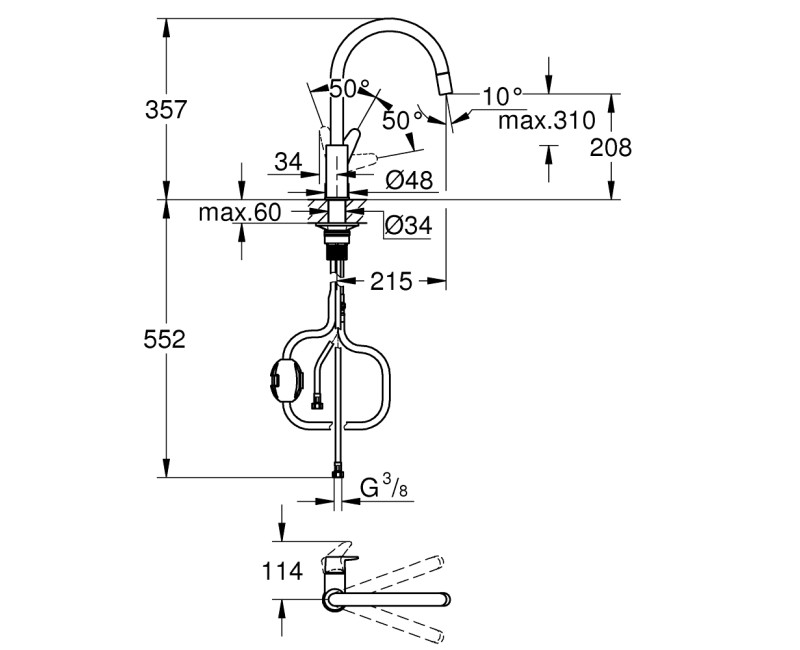 Virtuves maisītājs Grohe Start Curve Hromēts 30562000