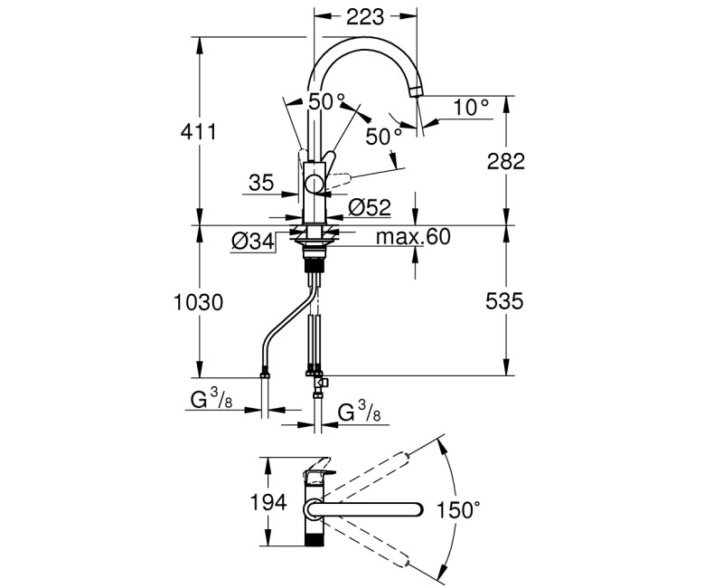 Смеситель для кухни Grohe Blue Pure StartCurve для фильтрованной воды Хром 30592000