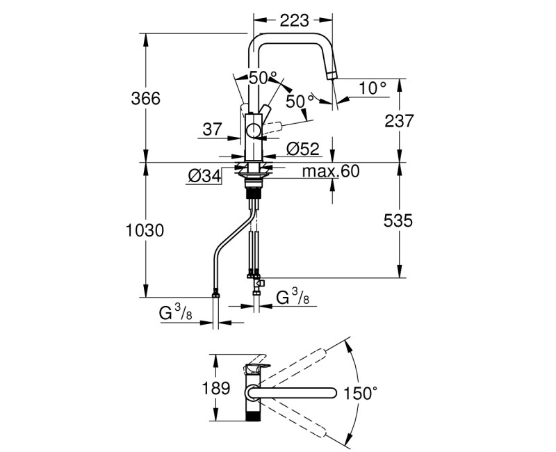 Смеситель для кухни Grohe Blue Pure Start для фильтрованной воды Хром 30595000