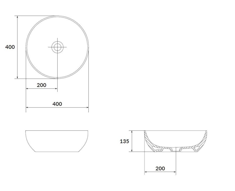 Vannas istabas izlietne Kielle Idolio D40cm uz virsmas Balta