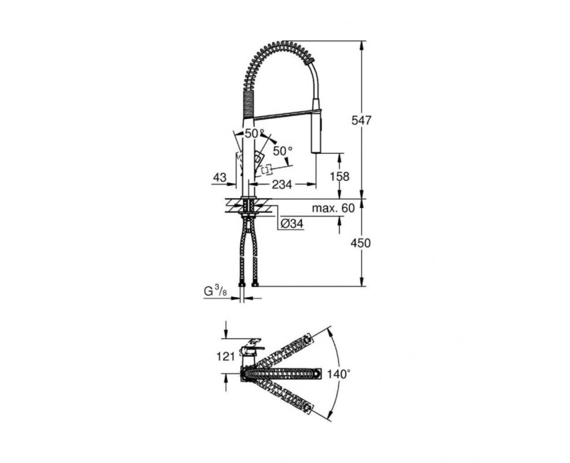 Смеситель для кухни GROHE Eurocube StarLight®, отделка, хром 31395000