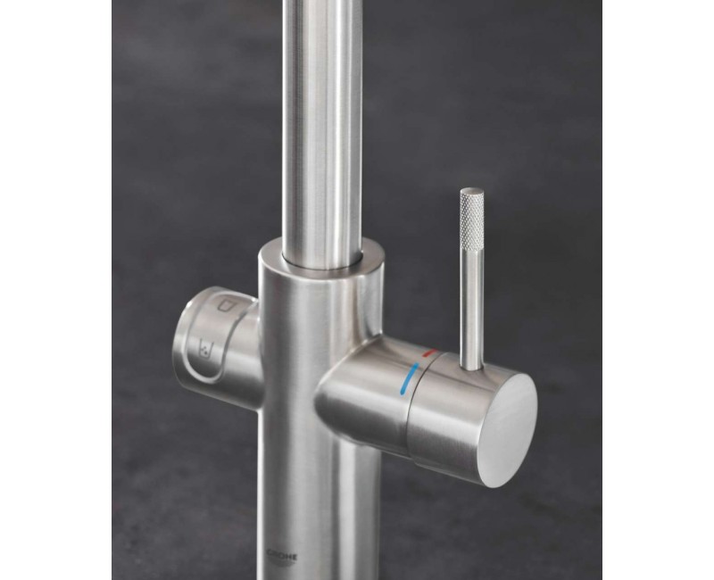 Смеситель для кухни GROHE Blue Home с фильтром и охлаждением, поверхность StarLight®PVD, Суперсталь 31454DC1