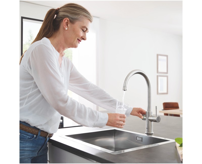 Смеситель для кухни Grohe Blue Home с фильтром, Supersteel 31455DC1