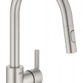 Virtuves maisītājs Grohe Feel ar izvelkamu galvu, PVD virsma, Supersteel 31486DC1