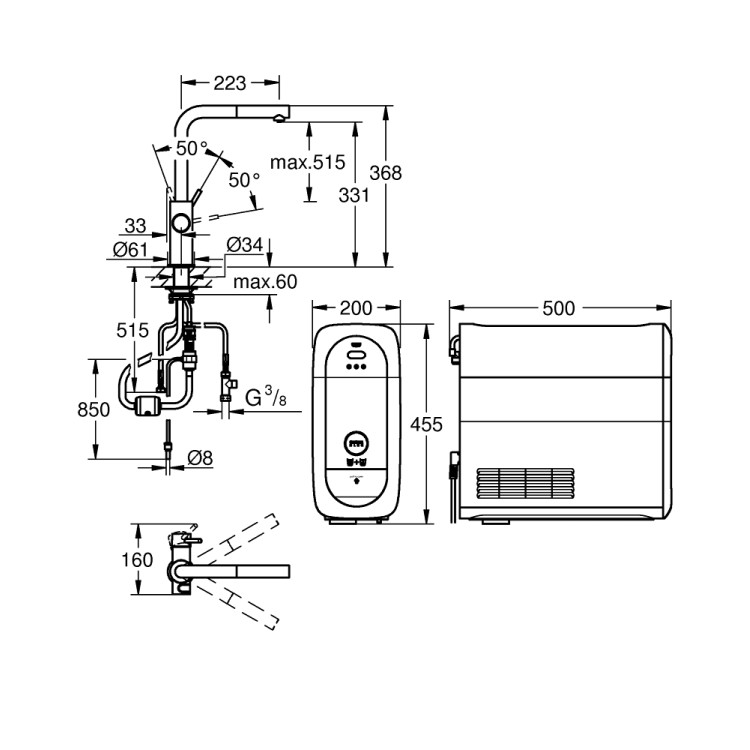 Virtuves maisītājs Grohe Blue Home Hromēts 31539DC0 Virtuves maisītājs Grohe Blue Home Hromēts 31539DC0
