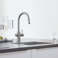 Смеситель для кухни GROHE Blue Home Connected с фильтром поверхностью PVD, Суперсталь 31541DC0