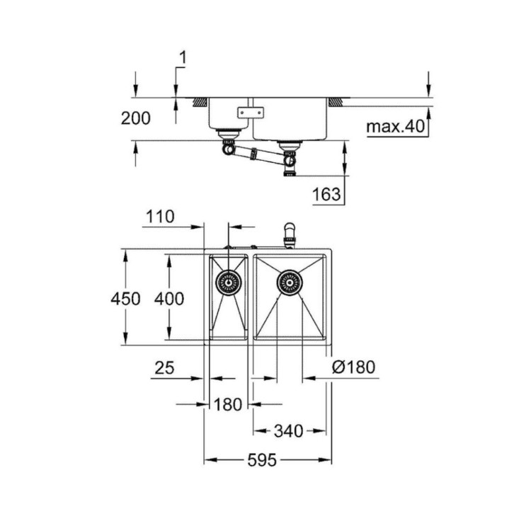 Virtuves izlietne Grohe K700 60x45cm StarLight satīna apdare, Whisper izolācija, pulēts nerūsējošais tērauds 31576SD1 Virtuves izlietne Grohe K700 60x45cm StarLight satīna apdare, Whisper izolācija, pulēts nerūsējošais tērauds 31576SD1